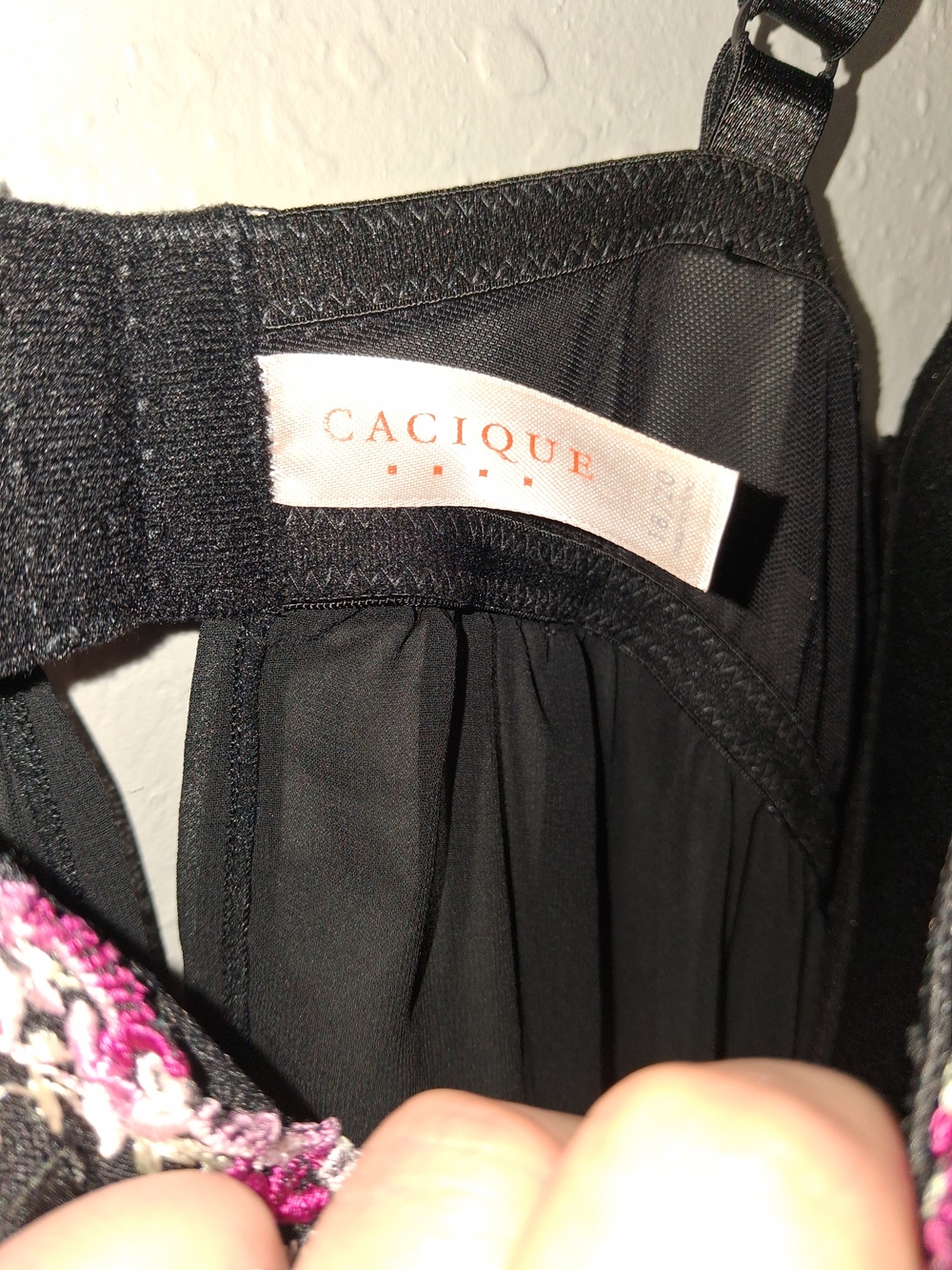 Cacique Black Chemise with Pink Floral Embroidery - Picture 7 of 8